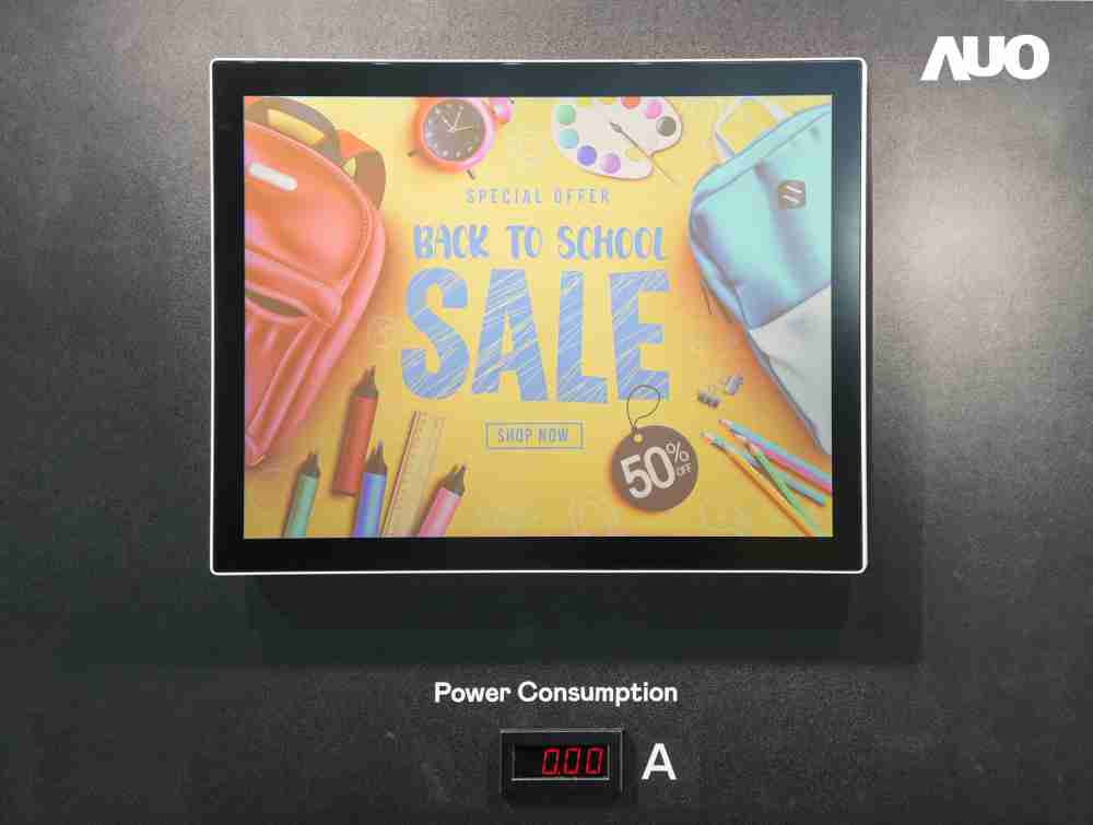 赏金国际展示胆固醇液晶超低耗能户外全彩显示器，，ChLC（胆固醇液晶）以双稳态技术使静态显示零功耗，，具省电、、高彩度、、环保的特性，，还整合软硬件系统解决方案，，，，可透过单一云端平台管理